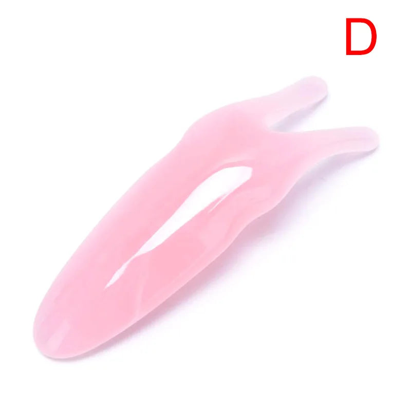 Korean Ritual: Gua Sha Scraping. Natural Rose Quartz Jade Massage Plate - Y-shaped or Fork.