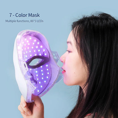 7 Colors Led Facial Mask With Neck - Red Light Therapy Mask
