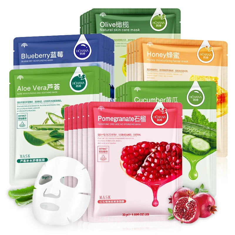 Korean Sheet Face Mask Beauty Skin Care Prodcuts - 10Pcs
