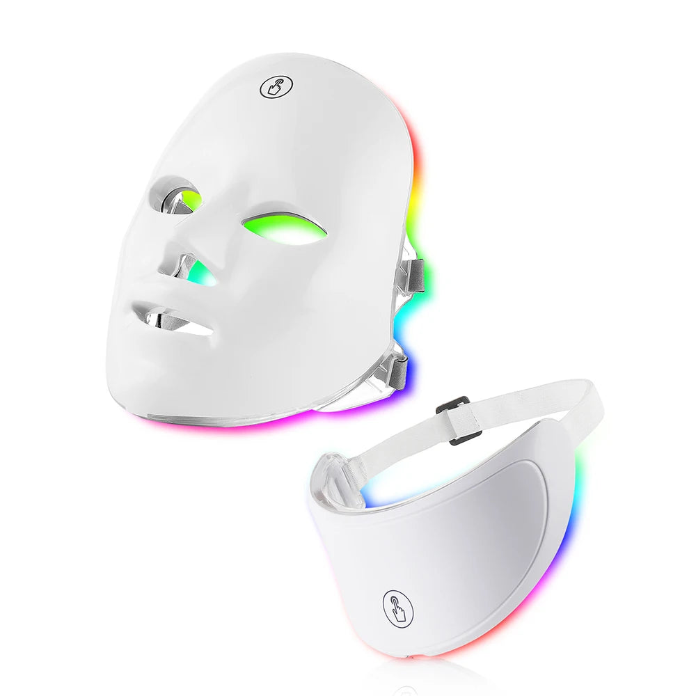 7 Colors Led Facial Mask With Neck - Red Light Therapy Mask