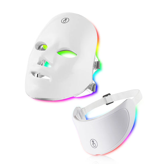 7 Colors Led Facial Mask With Neck - Red Light Therapy Mask