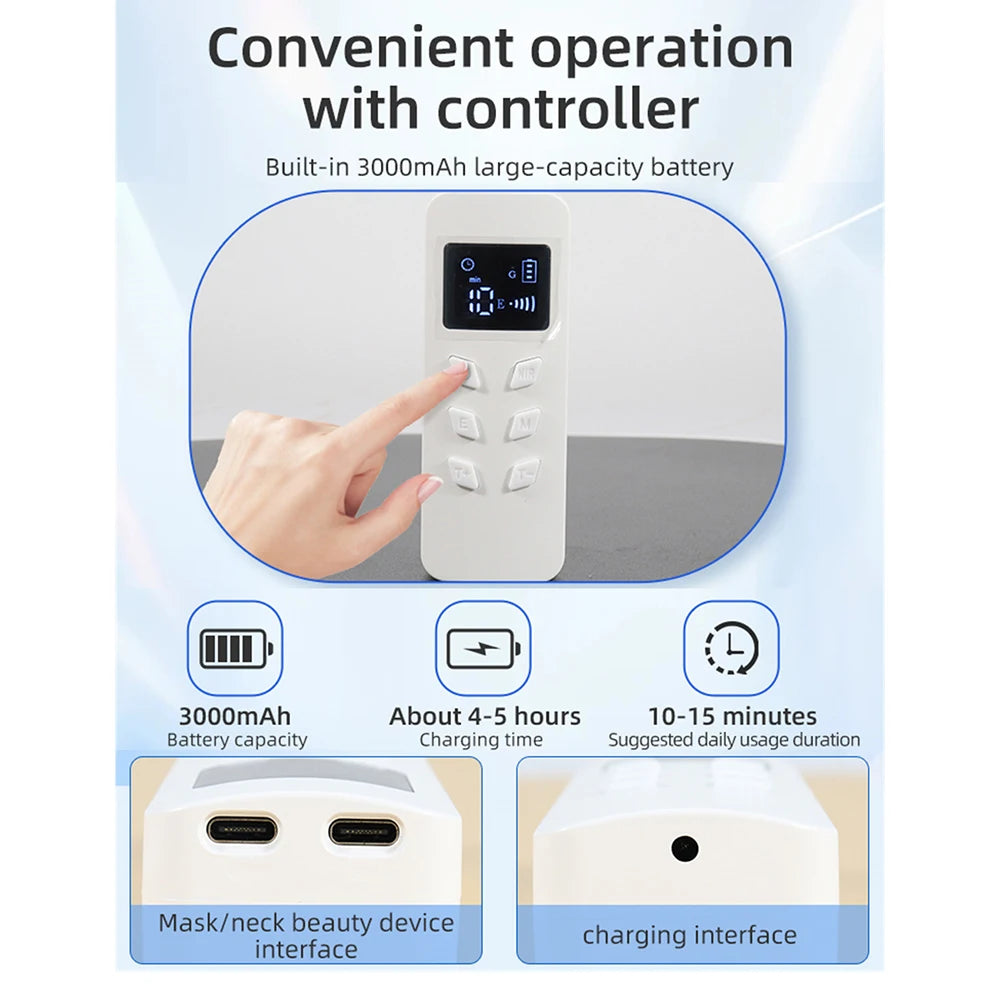 Premium 8 colours LED Face Mask and Neck Red Light  - Near Infrared Therapy and Anti Aging