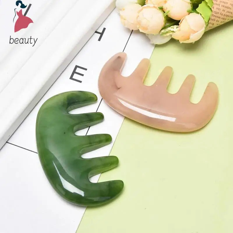 Korean Ritual: Gua Sha Scraping. Natural Rose Quartz Jade Massage Plate - Y-shaped or Fork.