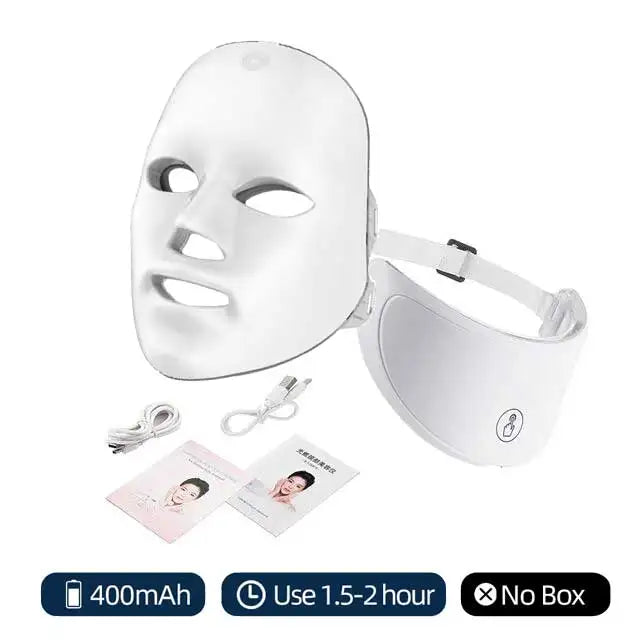 7 Colors Led Facial Mask With Neck - Red Light Therapy Mask