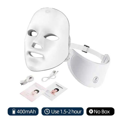 7 Colors Led Facial Mask With Neck - Red Light Therapy Mask
