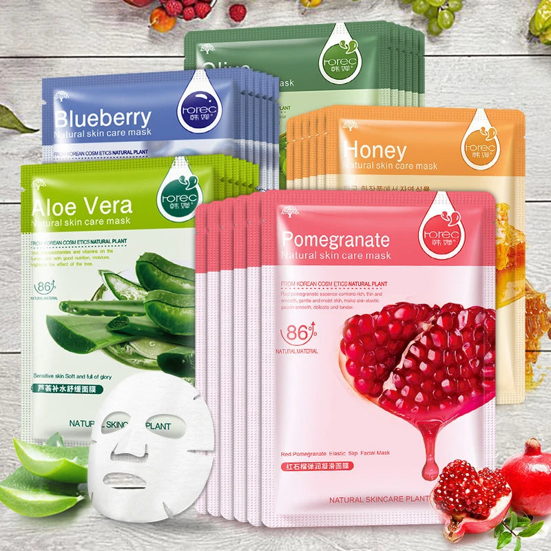 Korean Sheet Face Mask Beauty Skin Care Prodcuts - 10Pcs