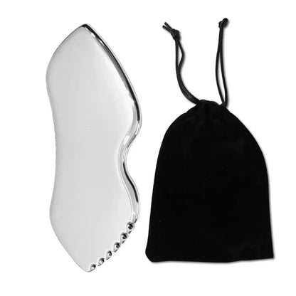 Colletion: 6-piece facial cleansing tool set, including a stainless steel scraping board, ice roller, cloth bag, e much more.