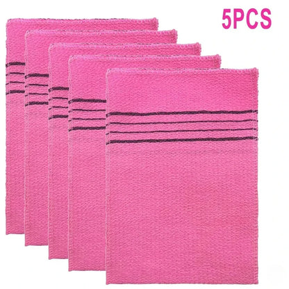 Korean Exfoliating Bath Pad Towels Set - 5Pcs