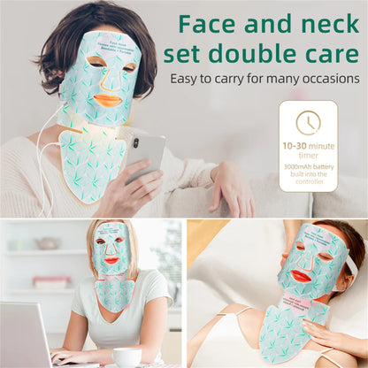 Premium 8 colours LED Face Mask and Neck Red Light  - Near Infrared Therapy and Anti Aging