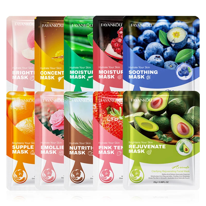 Fruits Facial Masks For Face Skincare - 10 Pcs