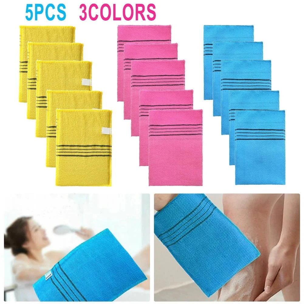 Korean Exfoliating Bath Pad Towels Set - 5Pcs