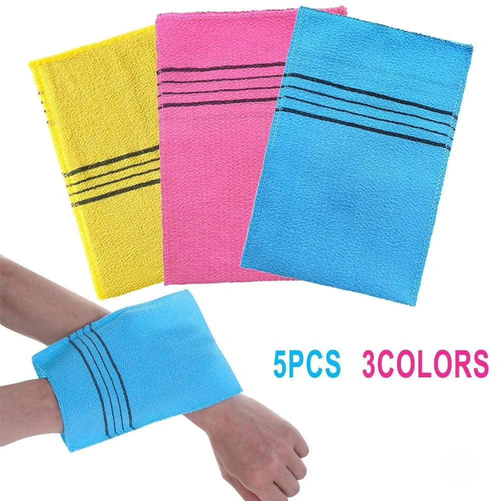 Korean Exfoliating Bath Pad Towels Set - 5Pcs