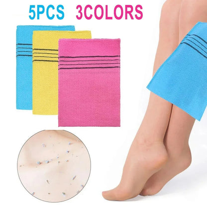 Korean Exfoliating Bath Pad Towels Set - 5Pcs