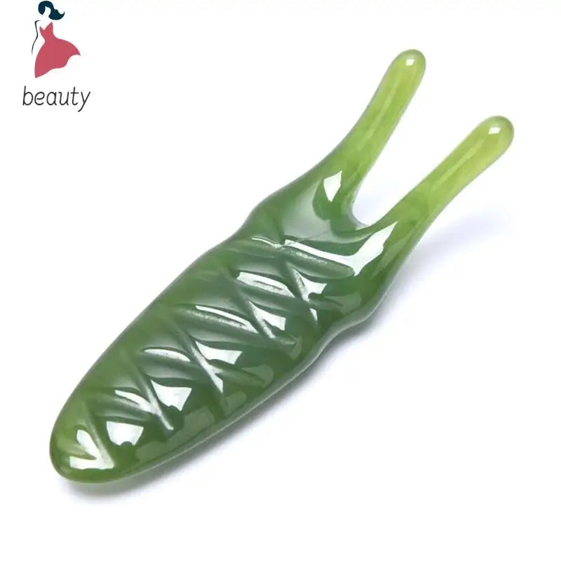 Korean Ritual: Gua Sha Scraping. Natural Rose Quartz Jade Massage Plate - Y-shaped or Fork.