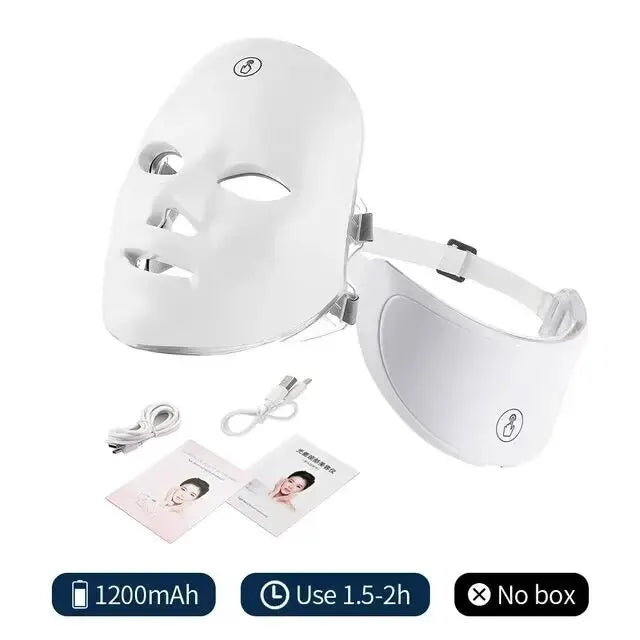 7 Colors Led Facial Mask With Neck - Red Light Therapy Mask